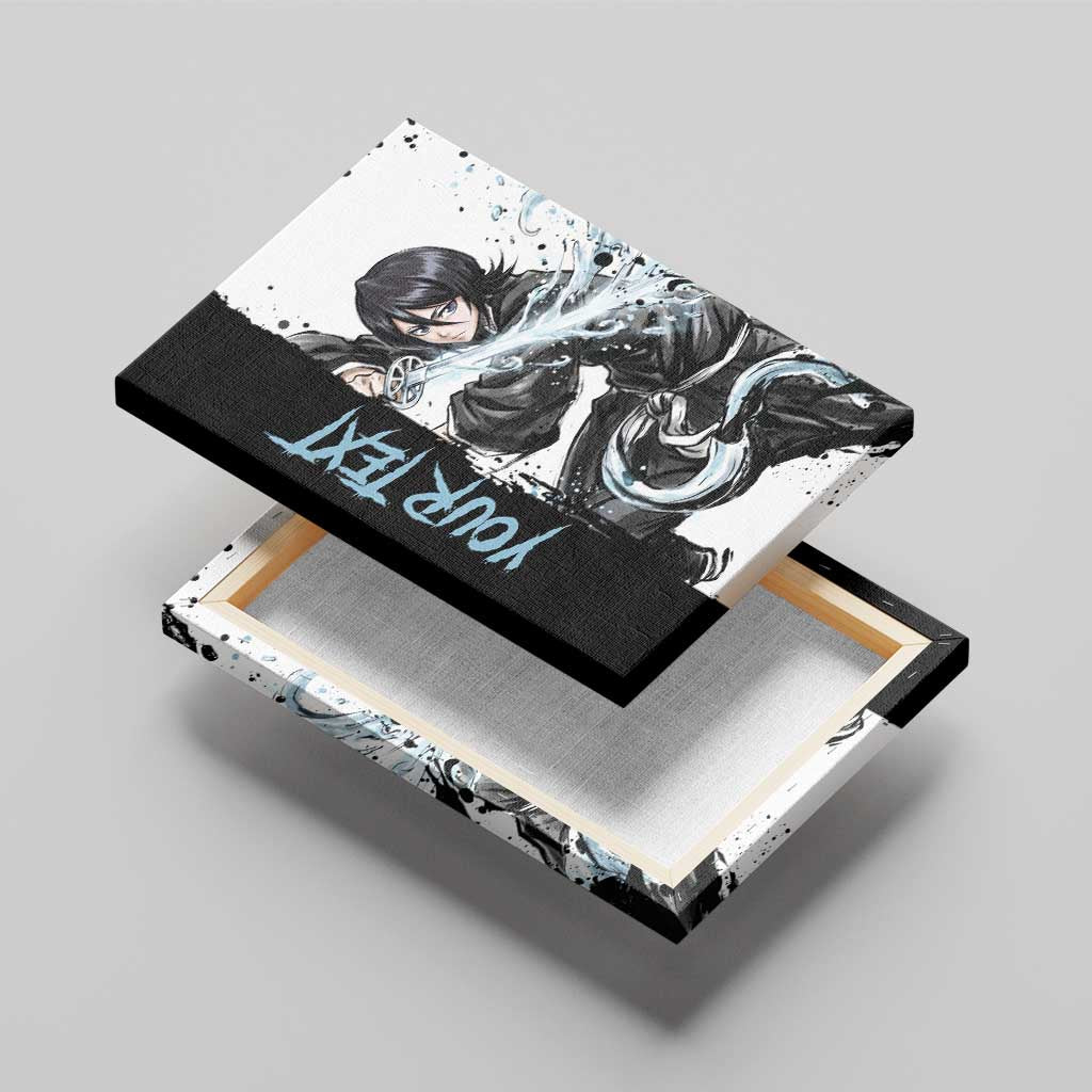 Personalized Rukia Kuchiki Canvas Wall Art Ink Splash Anime Brush Style