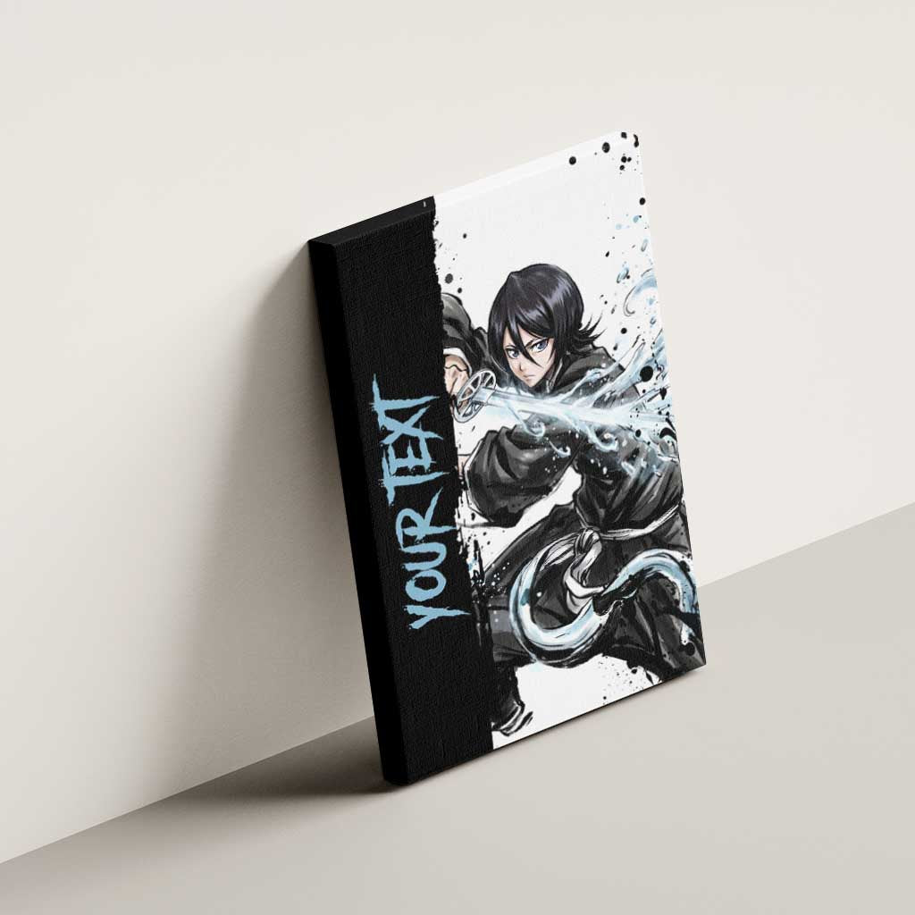 Personalized Rukia Kuchiki Canvas Wall Art Ink Splash Anime Brush Style