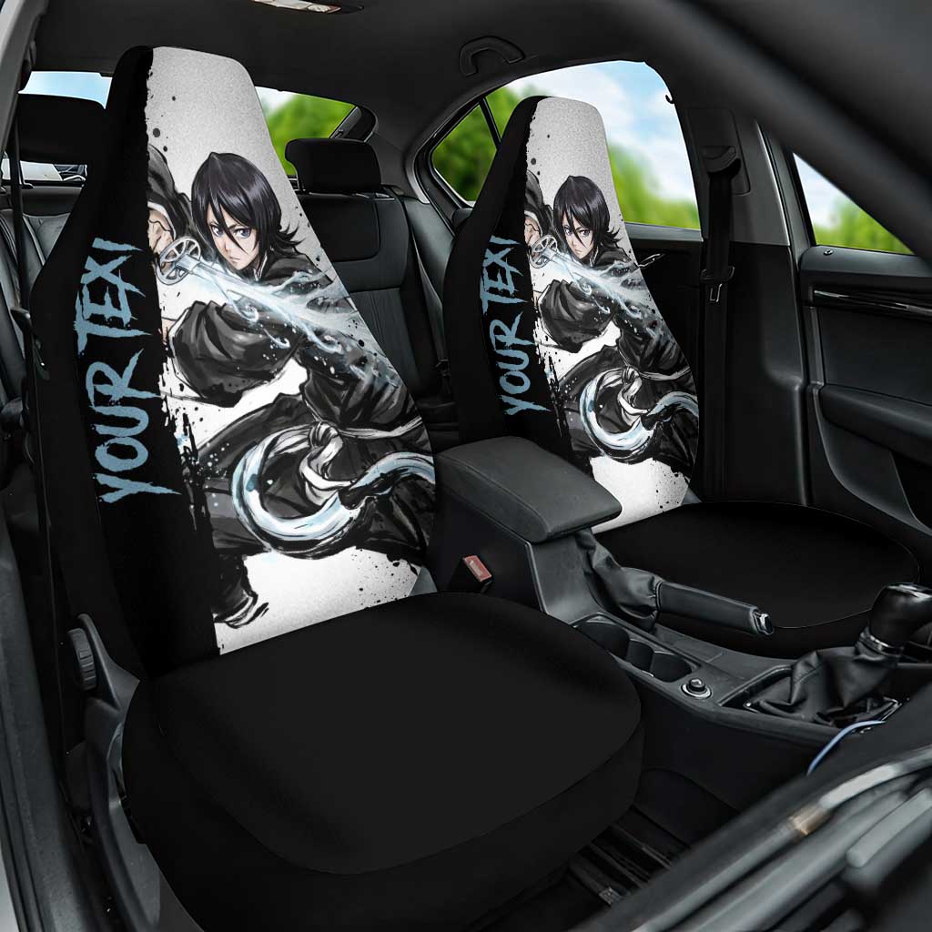 Personalized Rukia Kuchiki Car Seat Cover Ink Splash Anime Brush Style