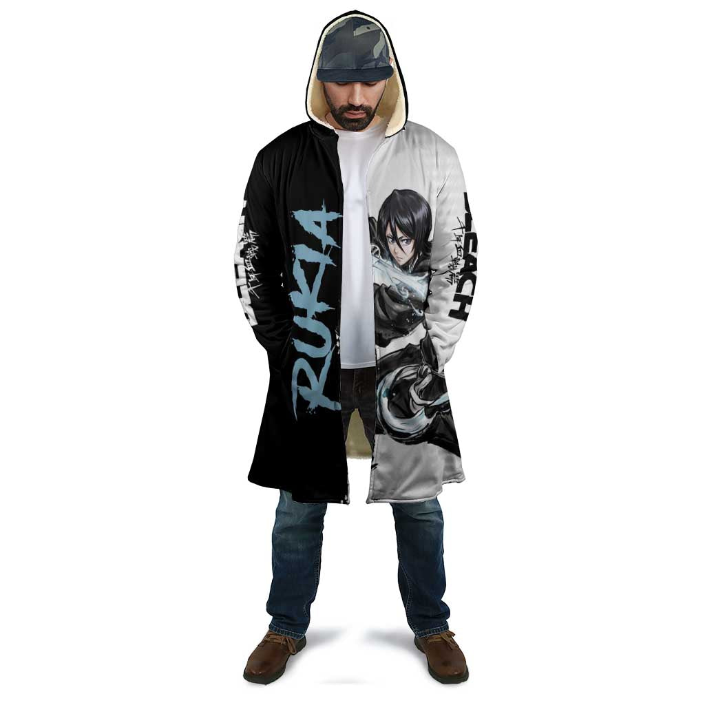Personalized Rukia Kuchiki Cloak Ink Splash Anime Brush Style