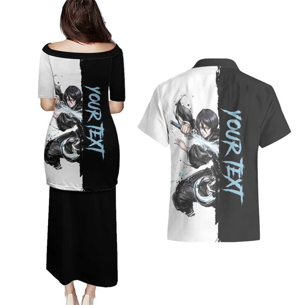 Personalized Rukia Kuchiki Couples Matching Puletasi and Hawaiian Shirt Ink Splash Anime Brush Style