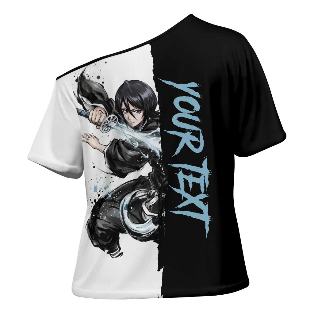 Personalized Rukia Kuchiki Cross Shoulder Shirt Ink Splash Anime Brush Style