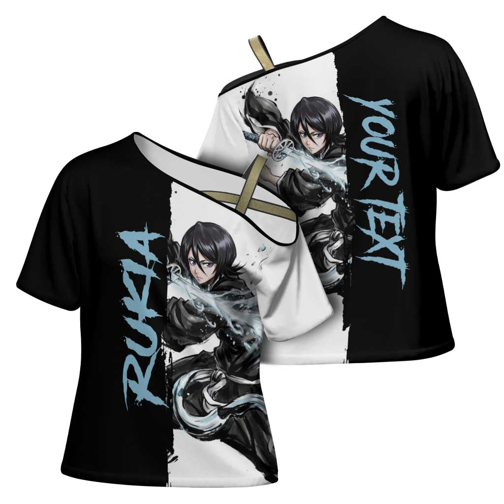 Personalized Rukia Kuchiki Cross Shoulder Shirt Ink Splash Anime Brush Style