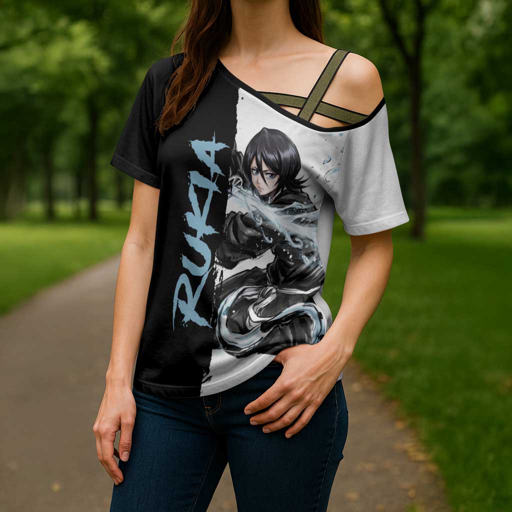 Personalized Rukia Kuchiki Cross Shoulder Shirt Ink Splash Anime Brush Style
