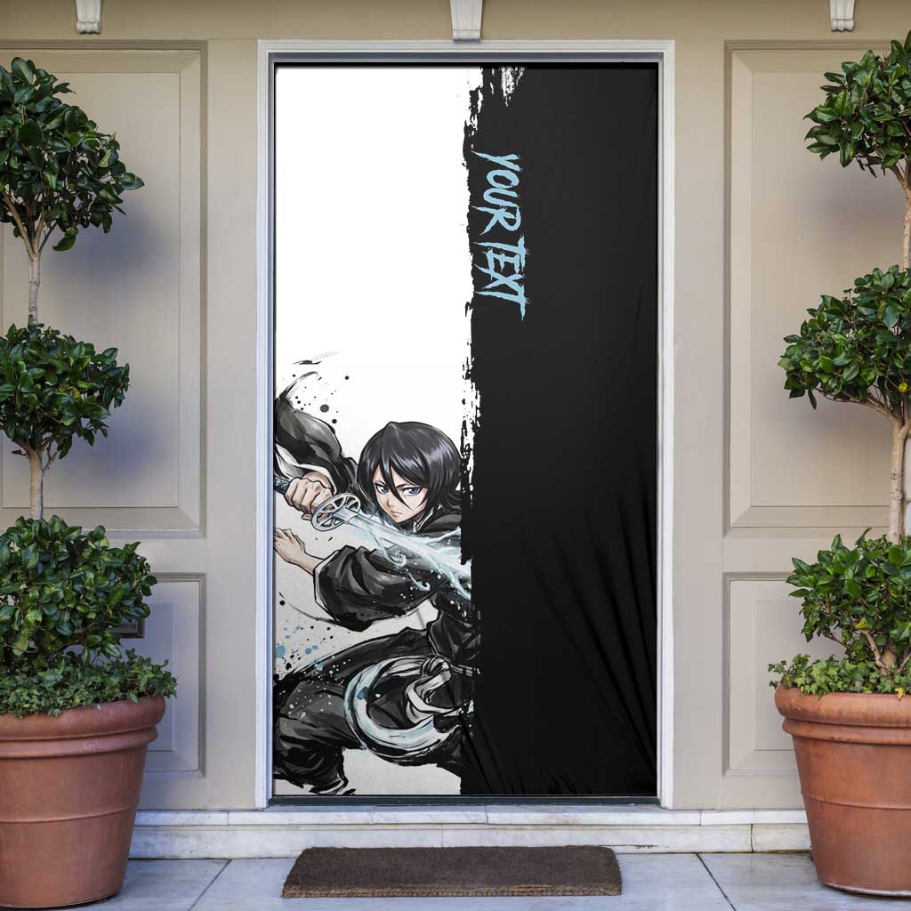 Personalized Rukia Kuchiki Door Cover Ink Splash Anime Brush Style