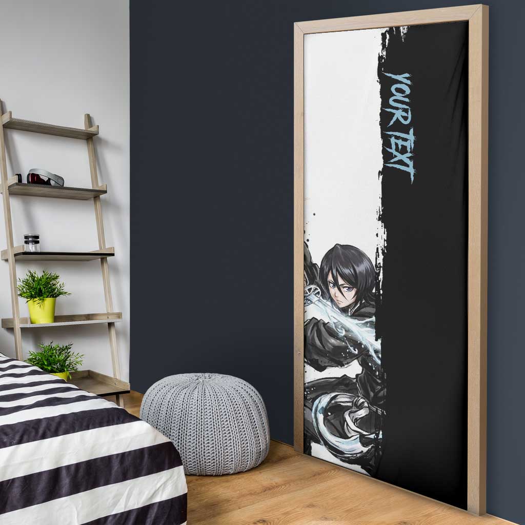 Personalized Rukia Kuchiki Door Cover Ink Splash Anime Brush Style