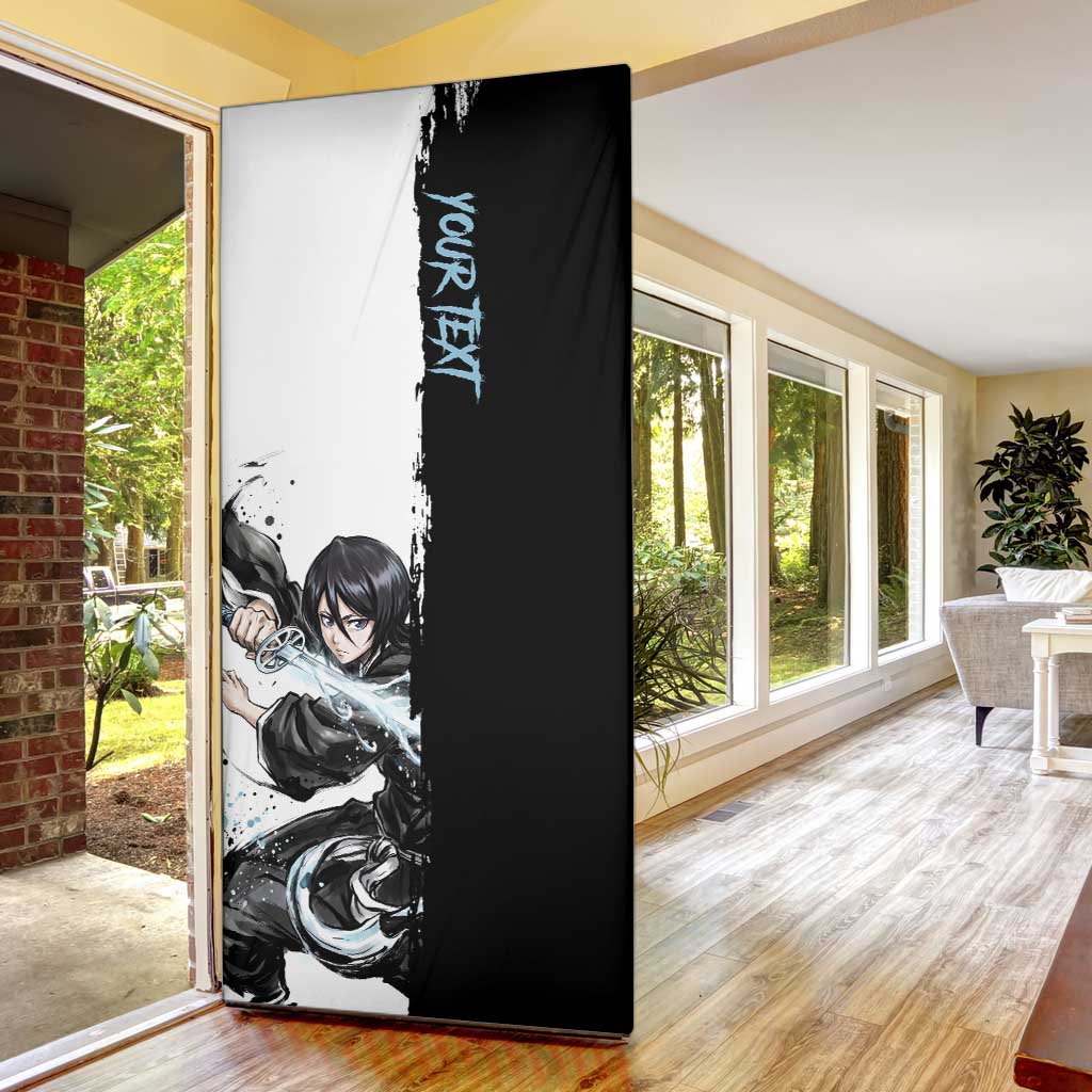 Personalized Rukia Kuchiki Door Cover Ink Splash Anime Brush Style