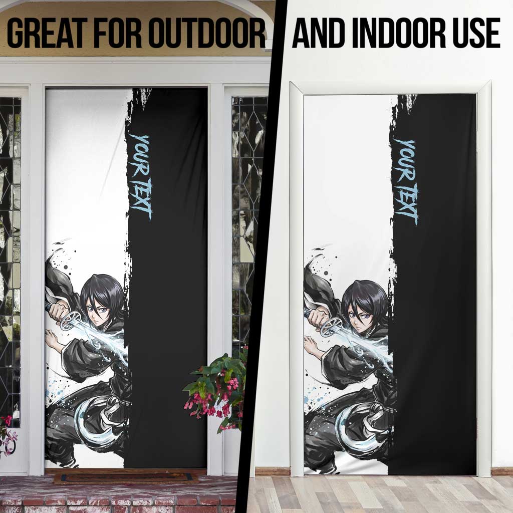 Personalized Rukia Kuchiki Door Cover Ink Splash Anime Brush Style