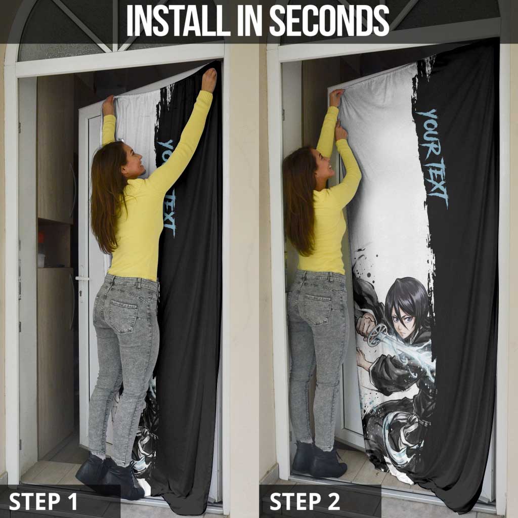 Personalized Rukia Kuchiki Door Cover Ink Splash Anime Brush Style