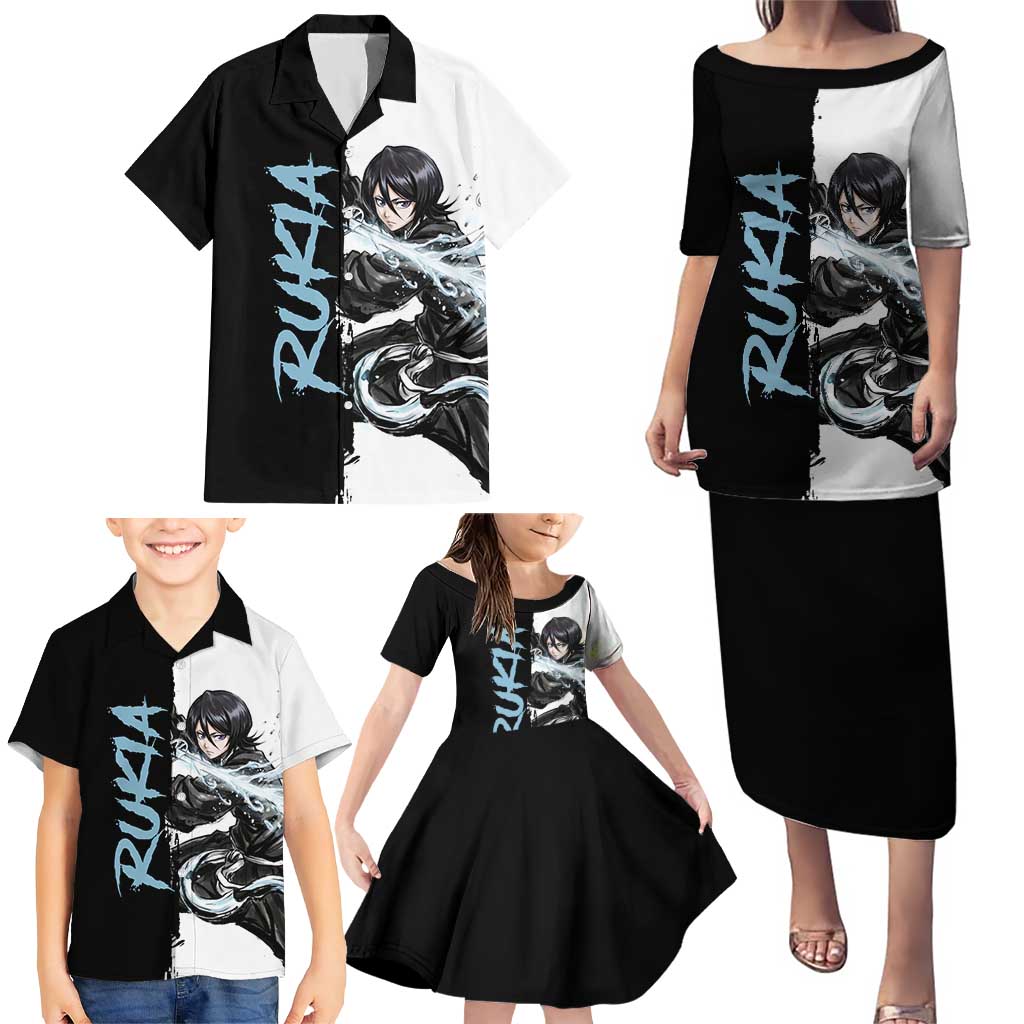 Personalized Rukia Kuchiki Family Matching Puletasi and Hawaiian Shirt Ink Splash Anime Brush Style
