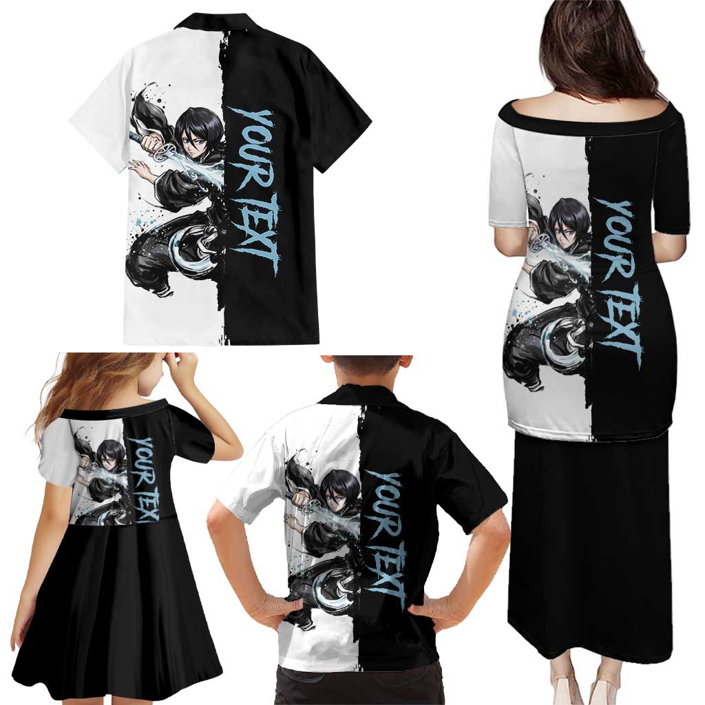 Personalized Rukia Kuchiki Family Matching Puletasi and Hawaiian Shirt Ink Splash Anime Brush Style