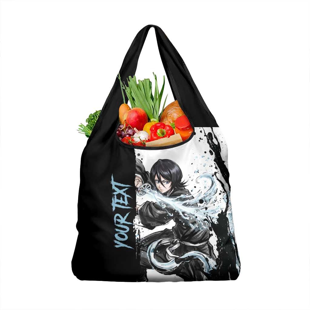 Personalized Rukia Kuchiki Grocery Bag Ink Splash Anime Brush Style