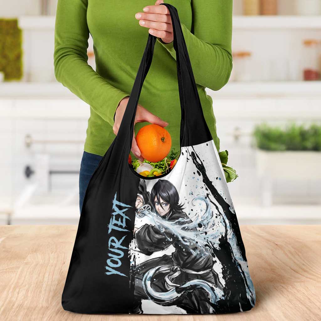 Personalized Rukia Kuchiki Grocery Bag Ink Splash Anime Brush Style