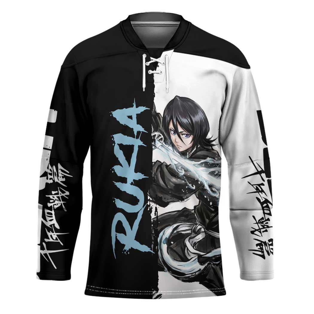 Personalized Rukia Kuchiki Hockey Jersey Ink Splash Anime Brush Style