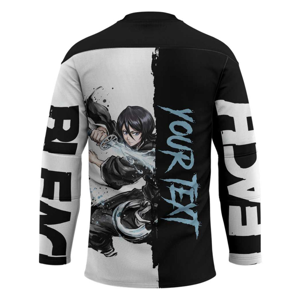 Personalized Rukia Kuchiki Hockey Jersey Ink Splash Anime Brush Style