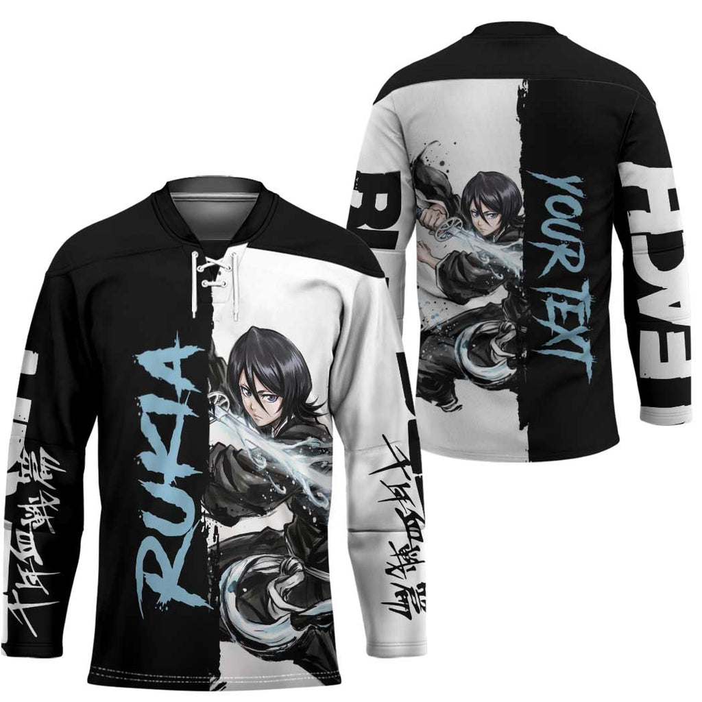 Personalized Rukia Kuchiki Hockey Jersey Ink Splash Anime Brush Style