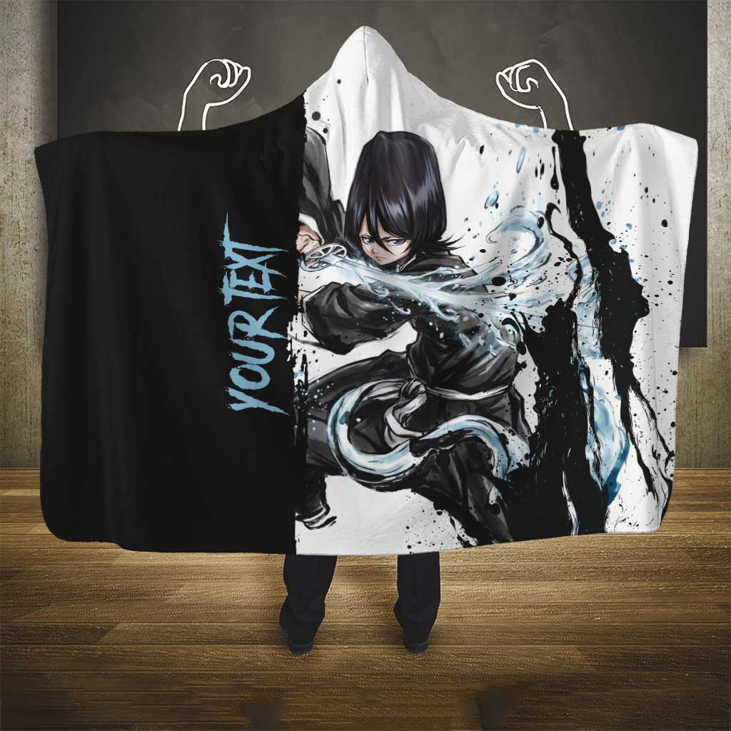 Personalized Rukia Kuchiki Hooded Blanket Ink Splash Anime Brush Style