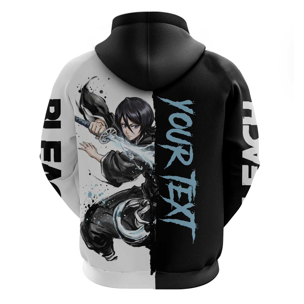 Personalized Rukia Kuchiki Hoodie Ink Splash Anime Brush Style