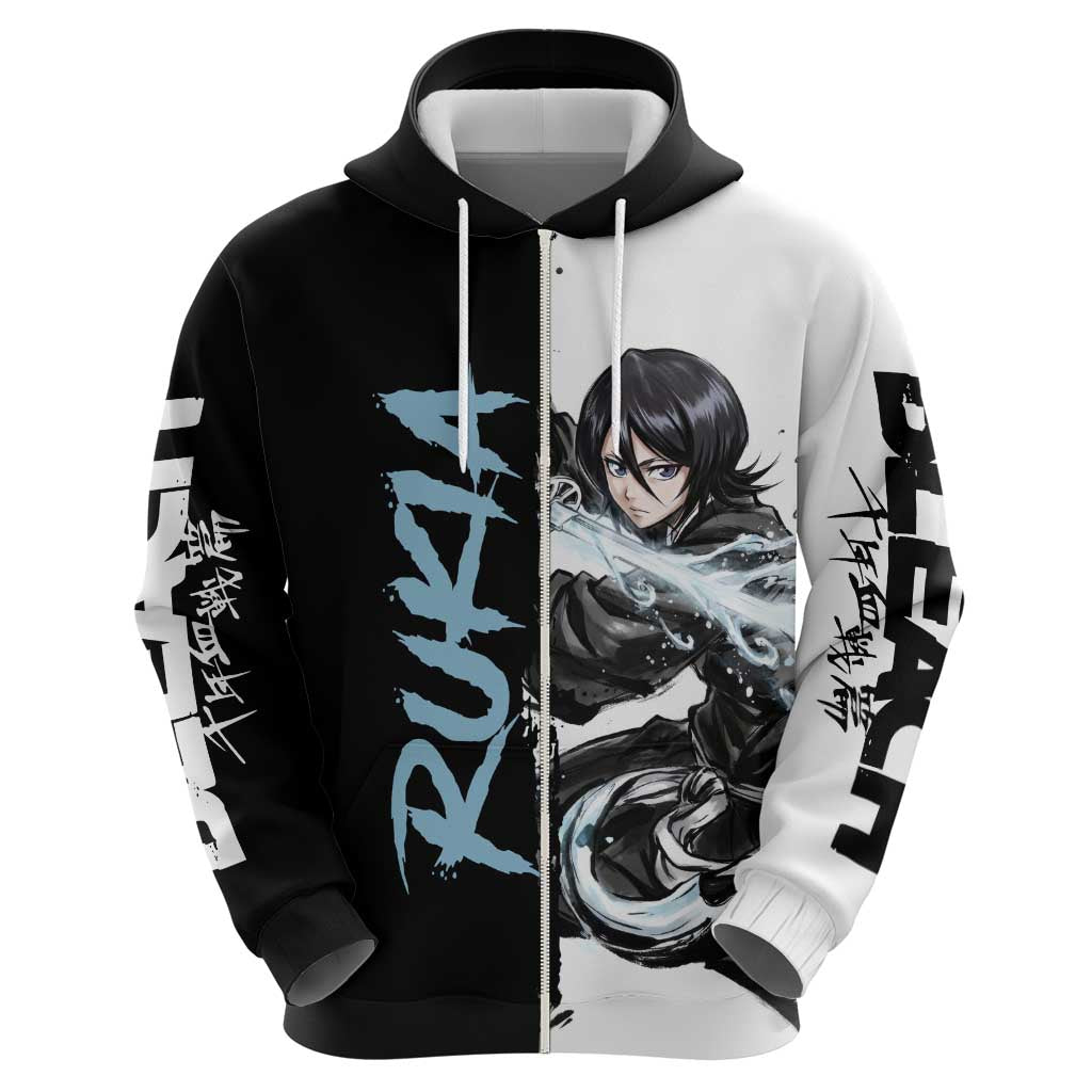 Personalized Rukia Kuchiki Hoodie Ink Splash Anime Brush Style