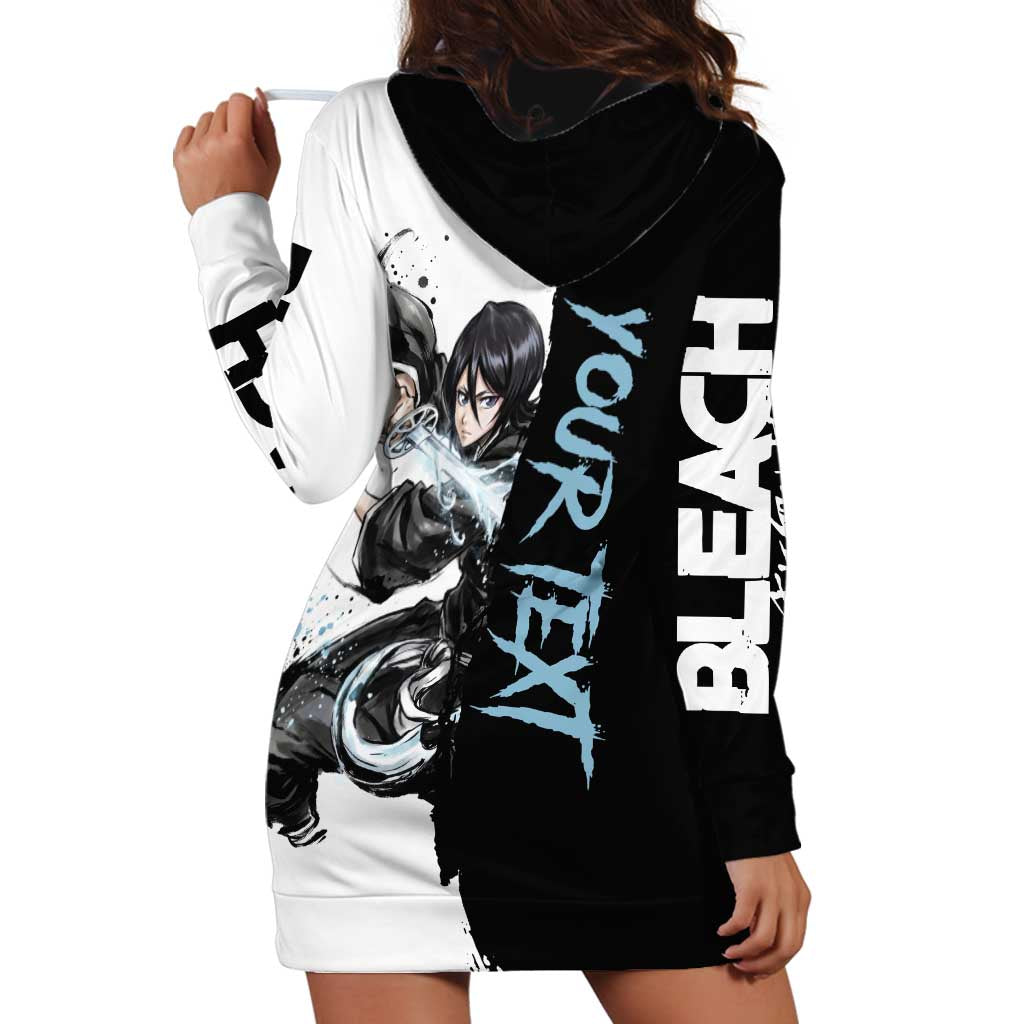 Personalized Rukia Kuchiki Hoodie Dress Ink Splash Anime Brush Style