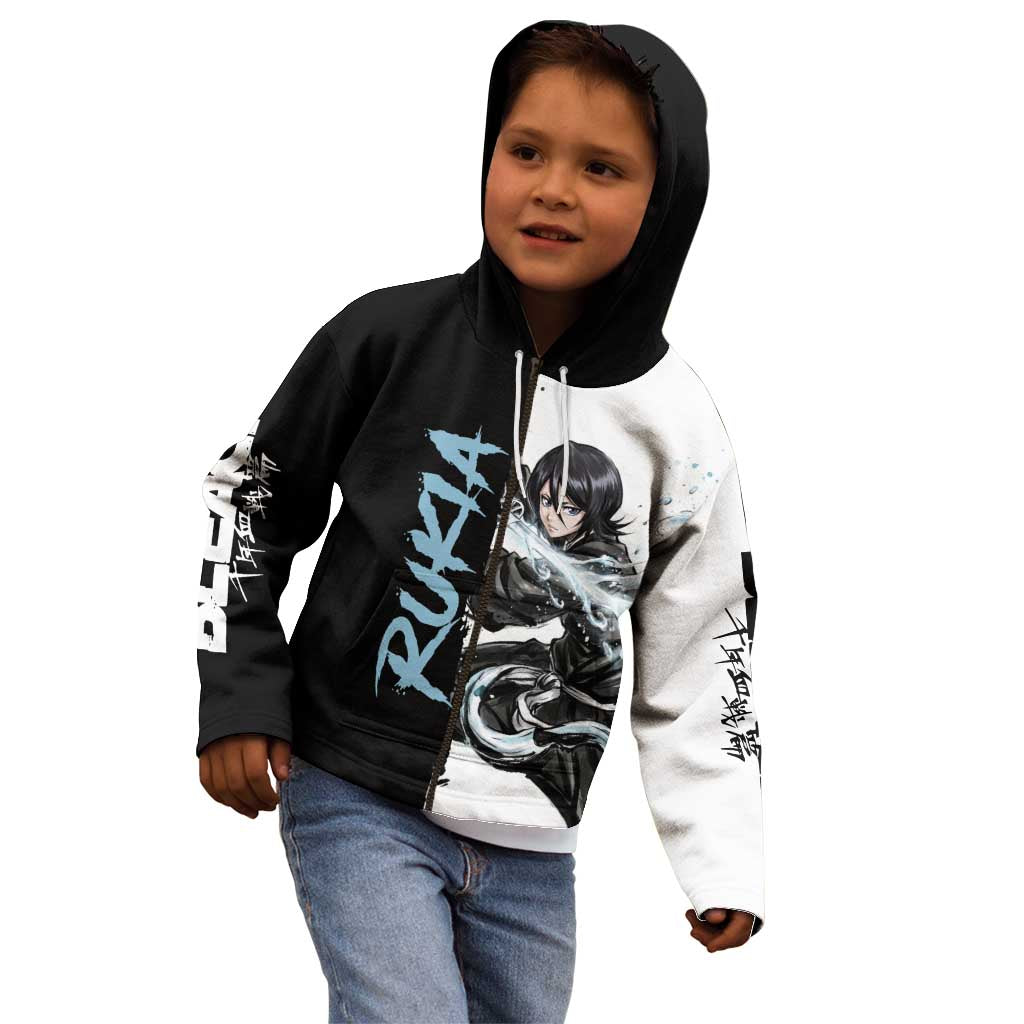 Personalized Rukia Kuchiki Kid Hoodie Ink Splash Anime Brush Style