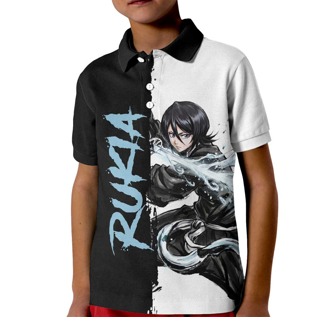 Personalized Rukia Kuchiki Kid Polo Shirt Ink Splash Anime Brush Style