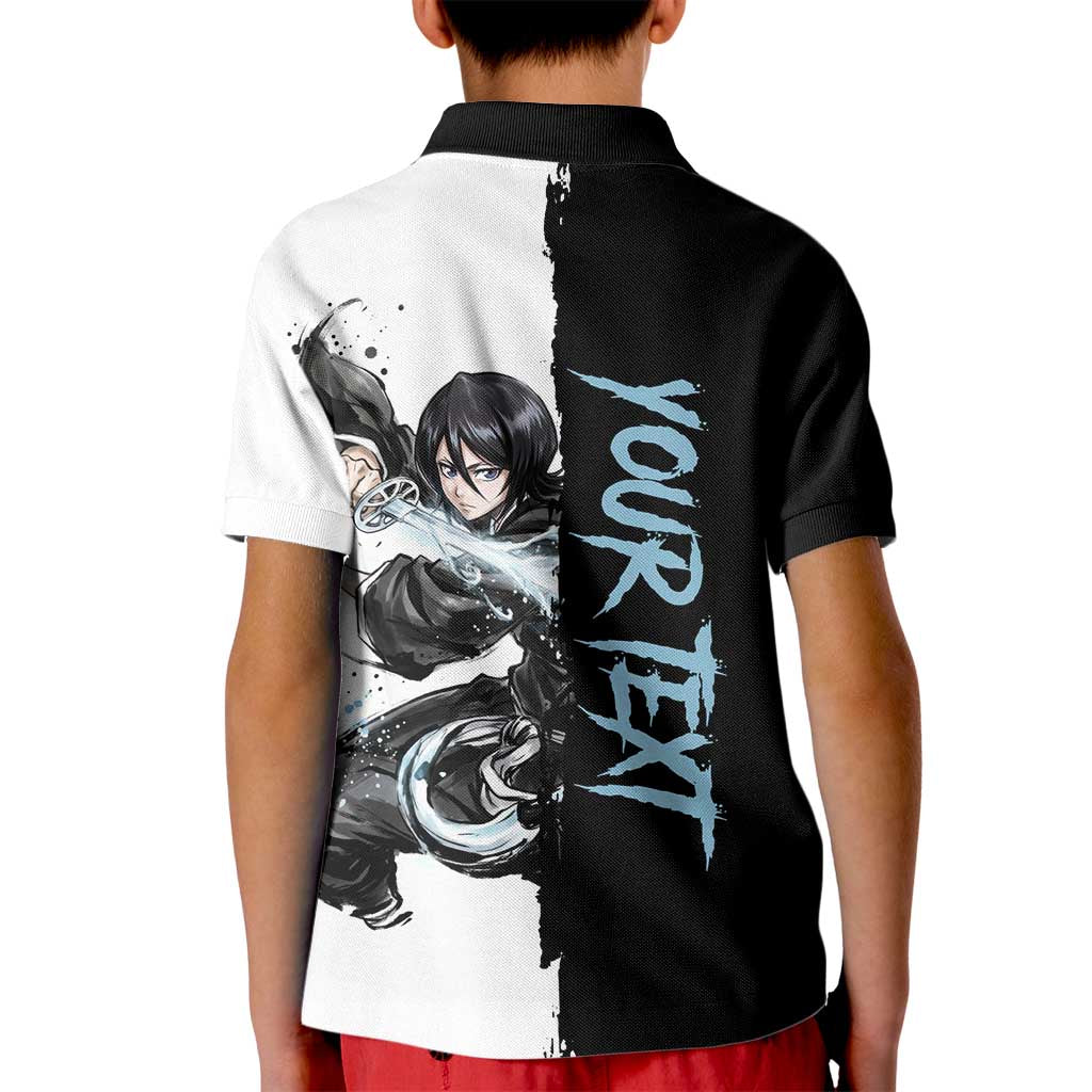 Personalized Rukia Kuchiki Kid Polo Shirt Ink Splash Anime Brush Style