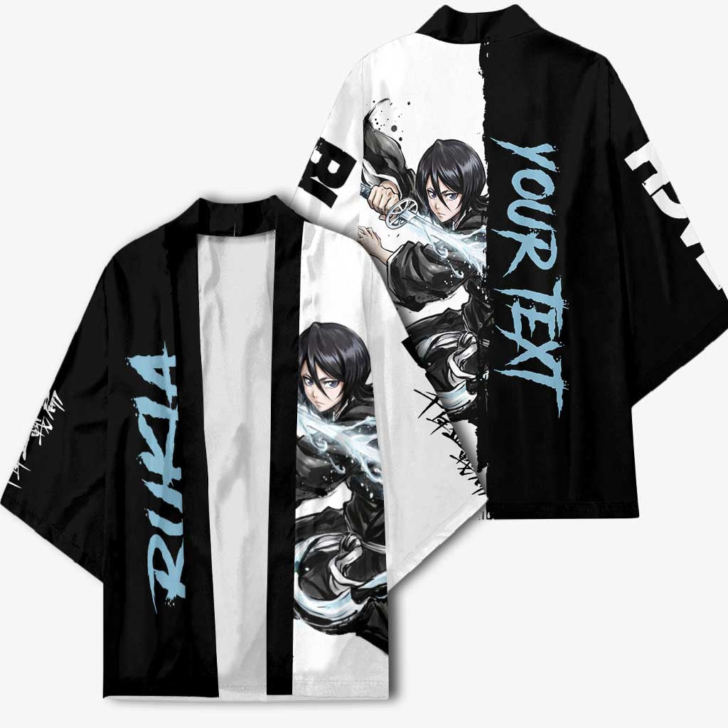 Personalized Rukia Kuchiki Kimono Ink Splash Anime Brush Style