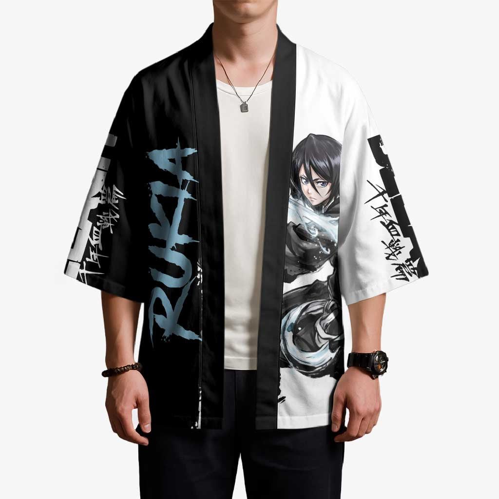 Personalized Rukia Kuchiki Kimono Ink Splash Anime Brush Style