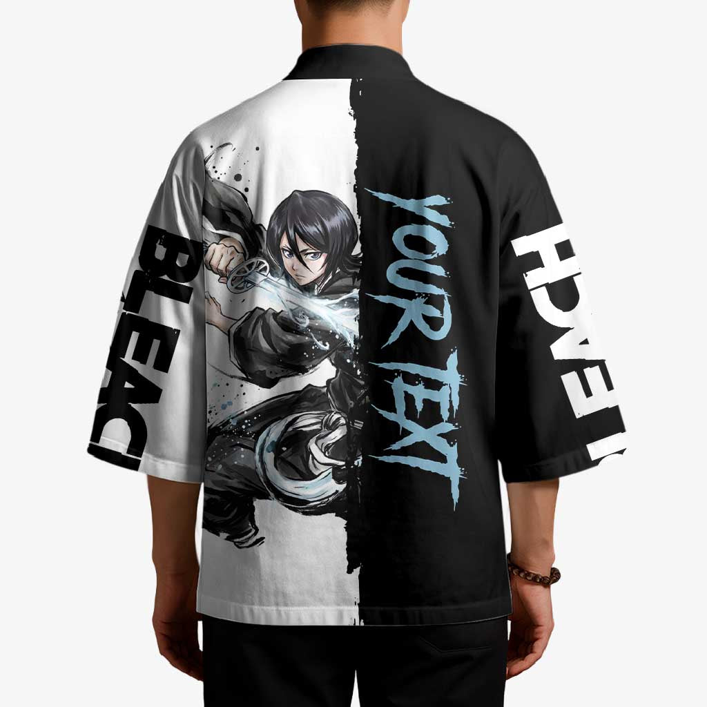 Personalized Rukia Kuchiki Kimono Ink Splash Anime Brush Style