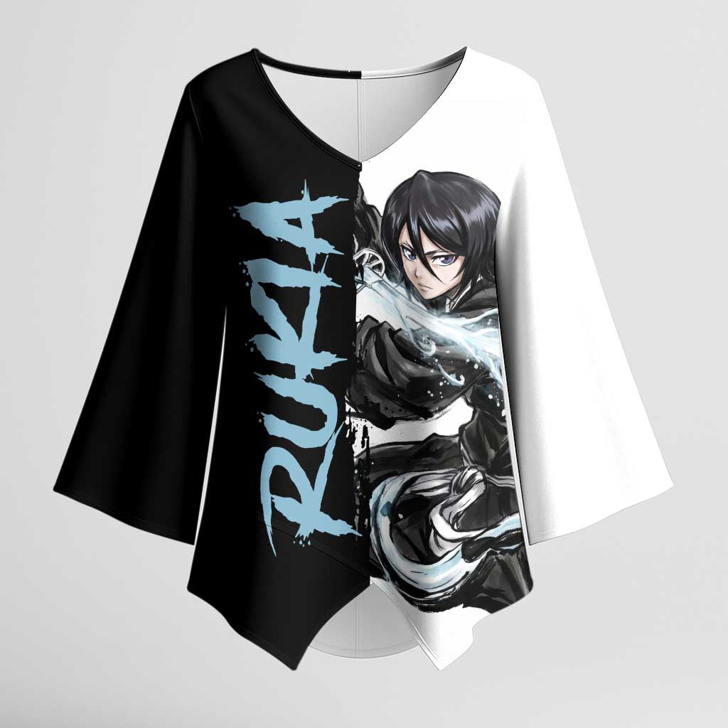 Personalized Rukia Kuchiki Kimono Sleeve Blouse Ink Splash Anime Brush Style