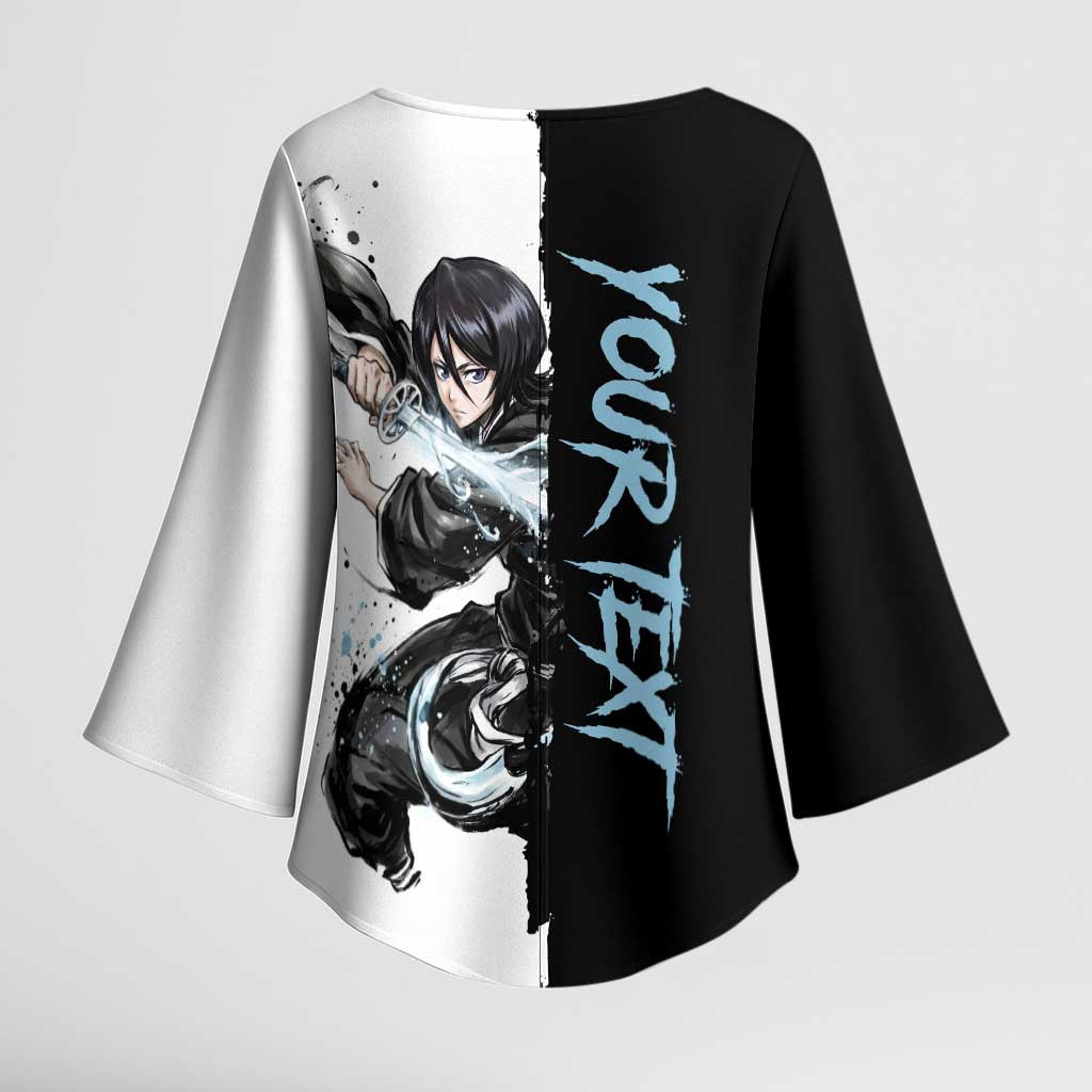 Personalized Rukia Kuchiki Kimono Sleeve Blouse Ink Splash Anime Brush Style