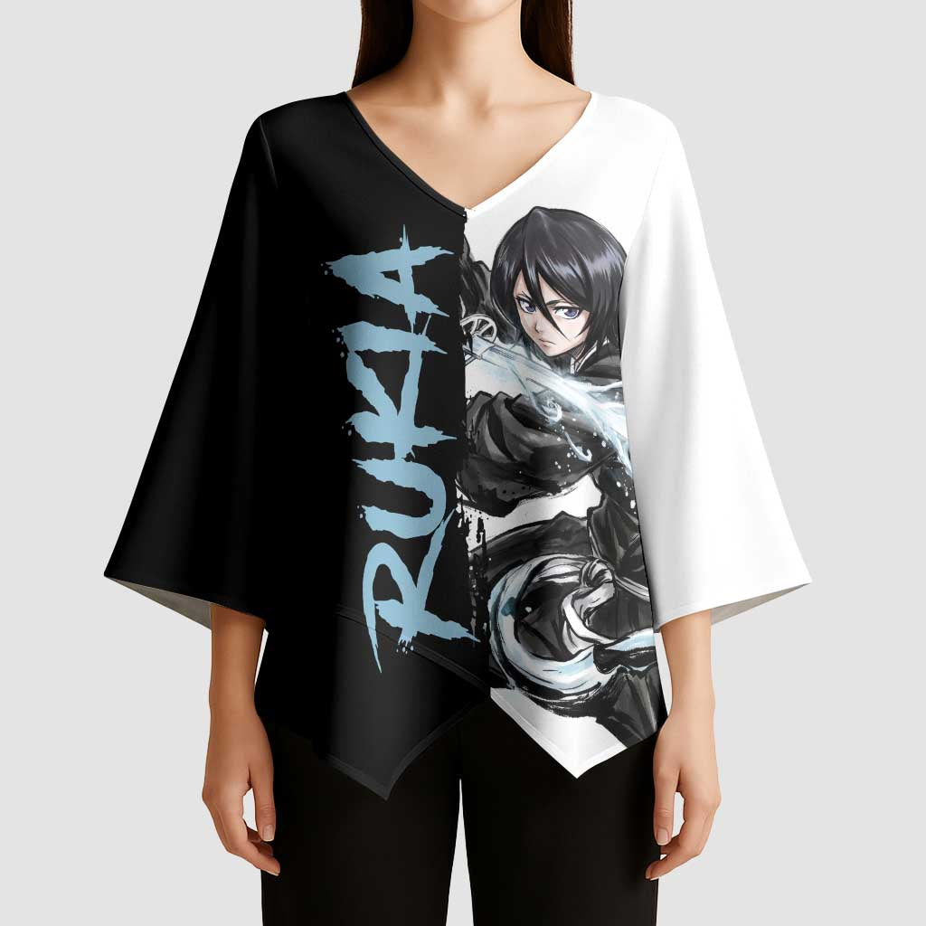 Personalized Rukia Kuchiki Kimono Sleeve Blouse Ink Splash Anime Brush Style
