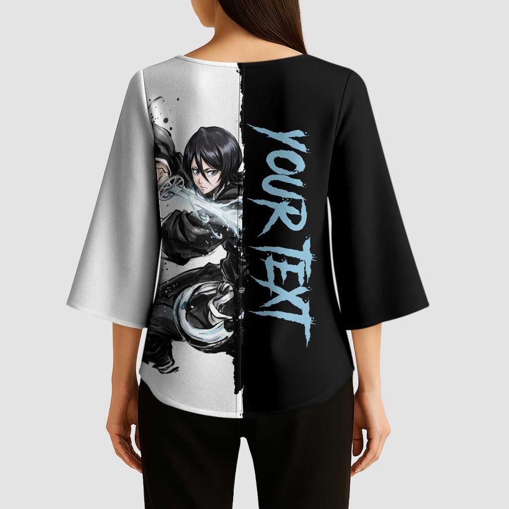 Personalized Rukia Kuchiki Kimono Sleeve Blouse Ink Splash Anime Brush Style