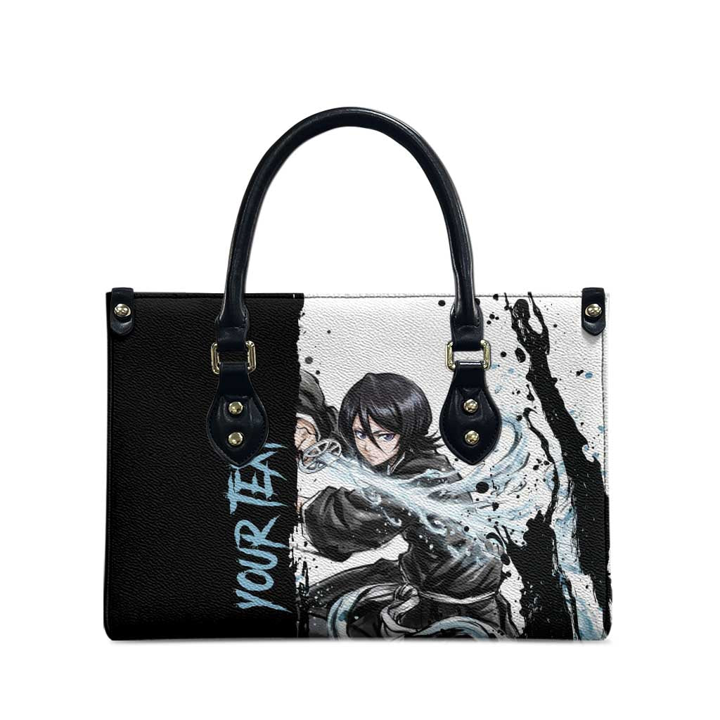 Personalized Rukia Kuchiki Leather Bag Ink Splash Anime Brush Style