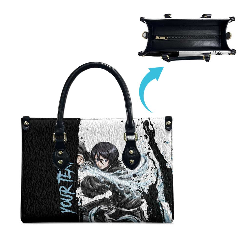 Personalized Rukia Kuchiki Leather Bag Ink Splash Anime Brush Style