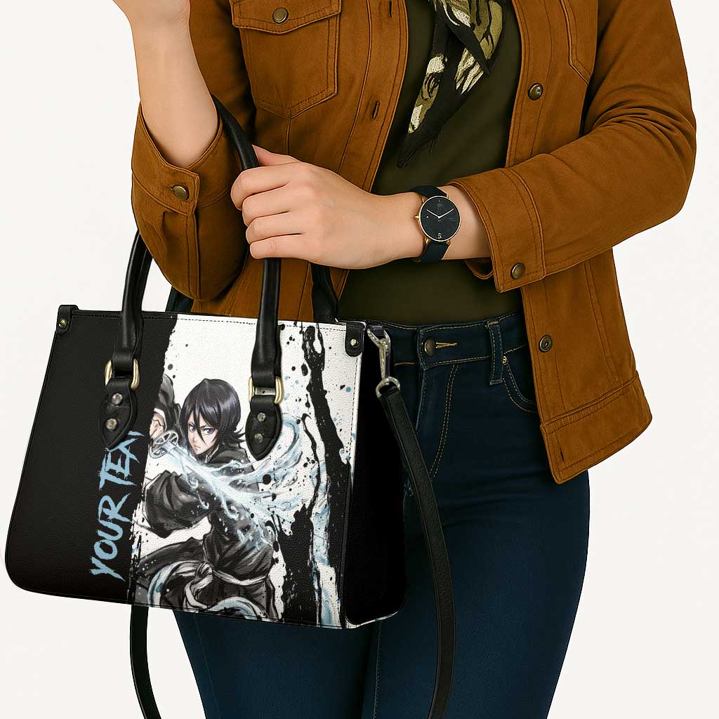 Personalized Rukia Kuchiki Leather Bag Ink Splash Anime Brush Style