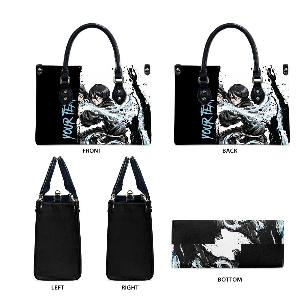 Personalized Rukia Kuchiki Leather Bag Ink Splash Anime Brush Style