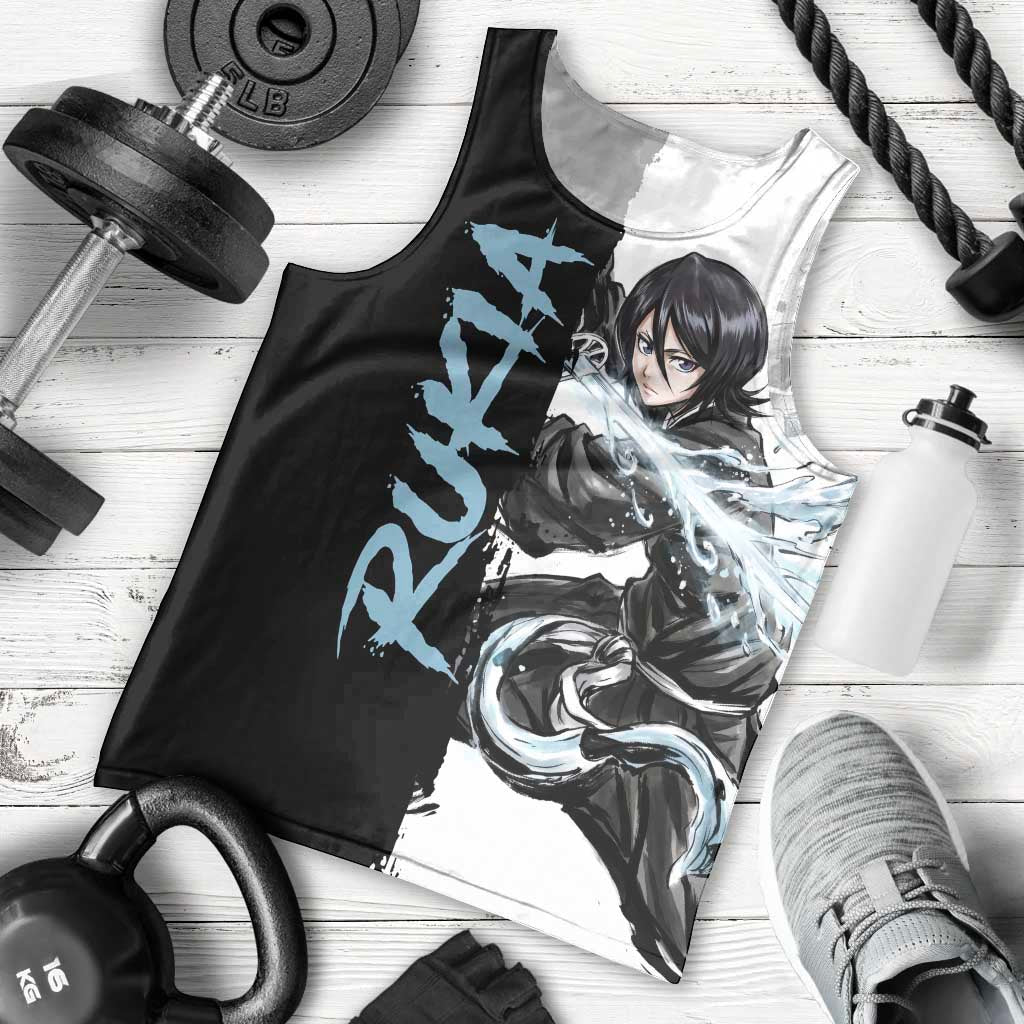 Personalized Rukia Kuchiki Men Tank Top Ink Splash Anime Brush Style