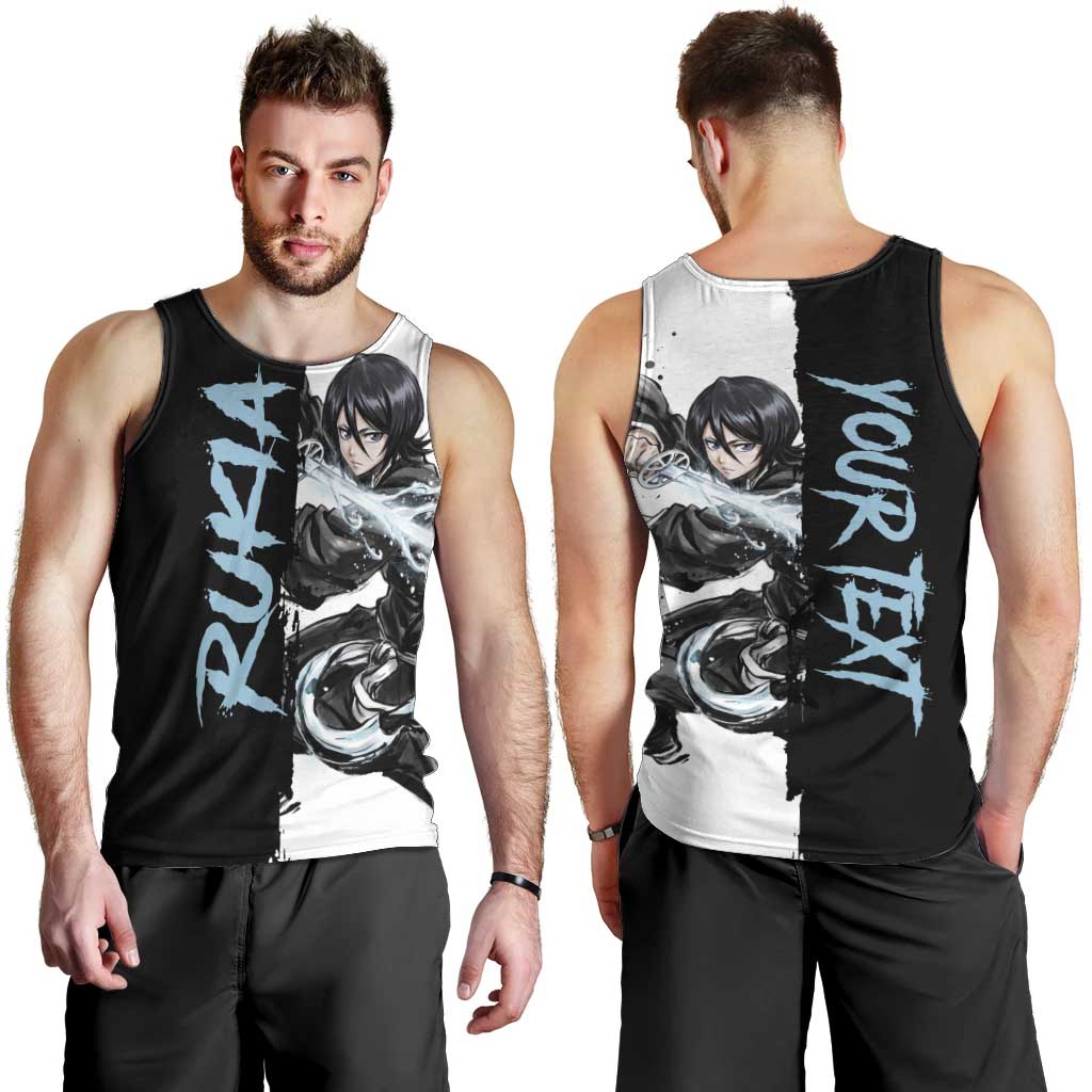 Personalized Rukia Kuchiki Men Tank Top Ink Splash Anime Brush Style