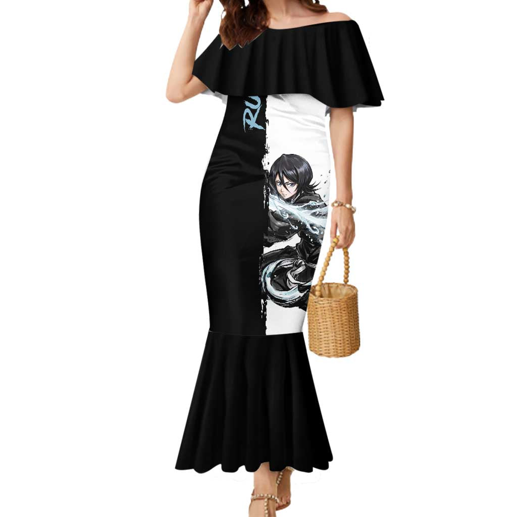 Personalized Rukia Kuchiki Mermaid Dress Ink Splash Anime Brush Style