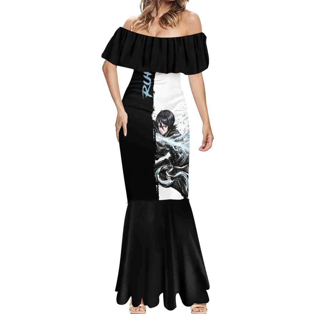 Personalized Rukia Kuchiki Mermaid Dress Ink Splash Anime Brush Style