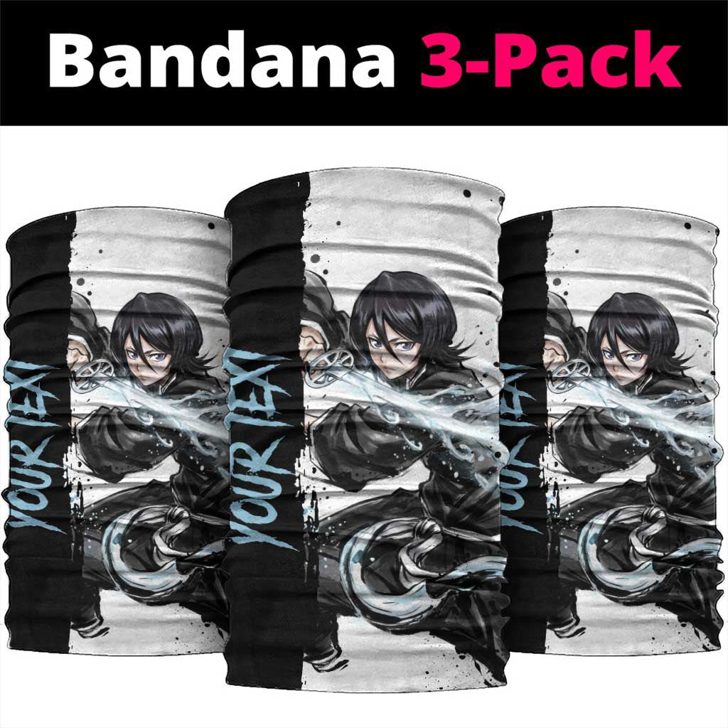 Personalized Rukia Kuchiki Neck Gaiter Ink Splash Anime Brush Style