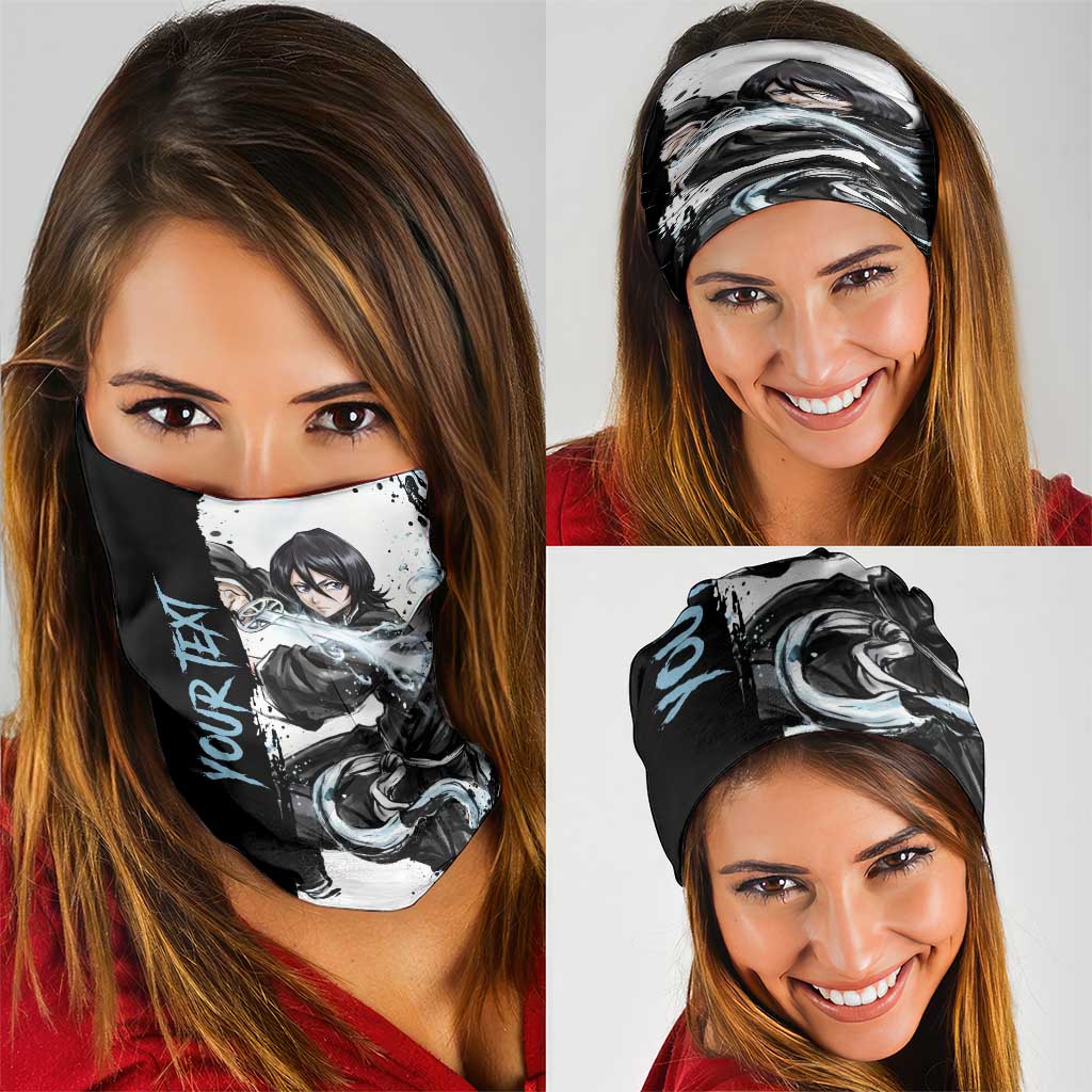 Personalized Rukia Kuchiki Neck Gaiter Ink Splash Anime Brush Style