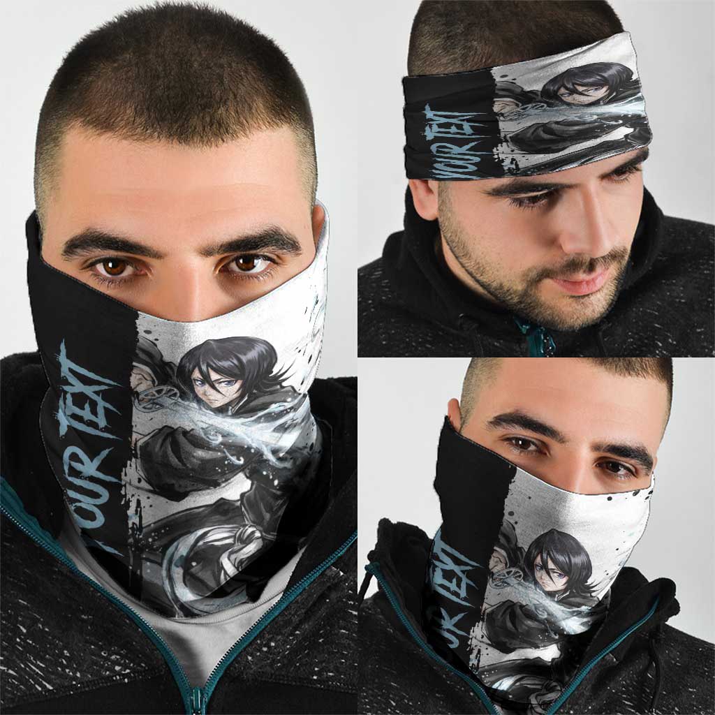 Personalized Rukia Kuchiki Neck Gaiter Ink Splash Anime Brush Style