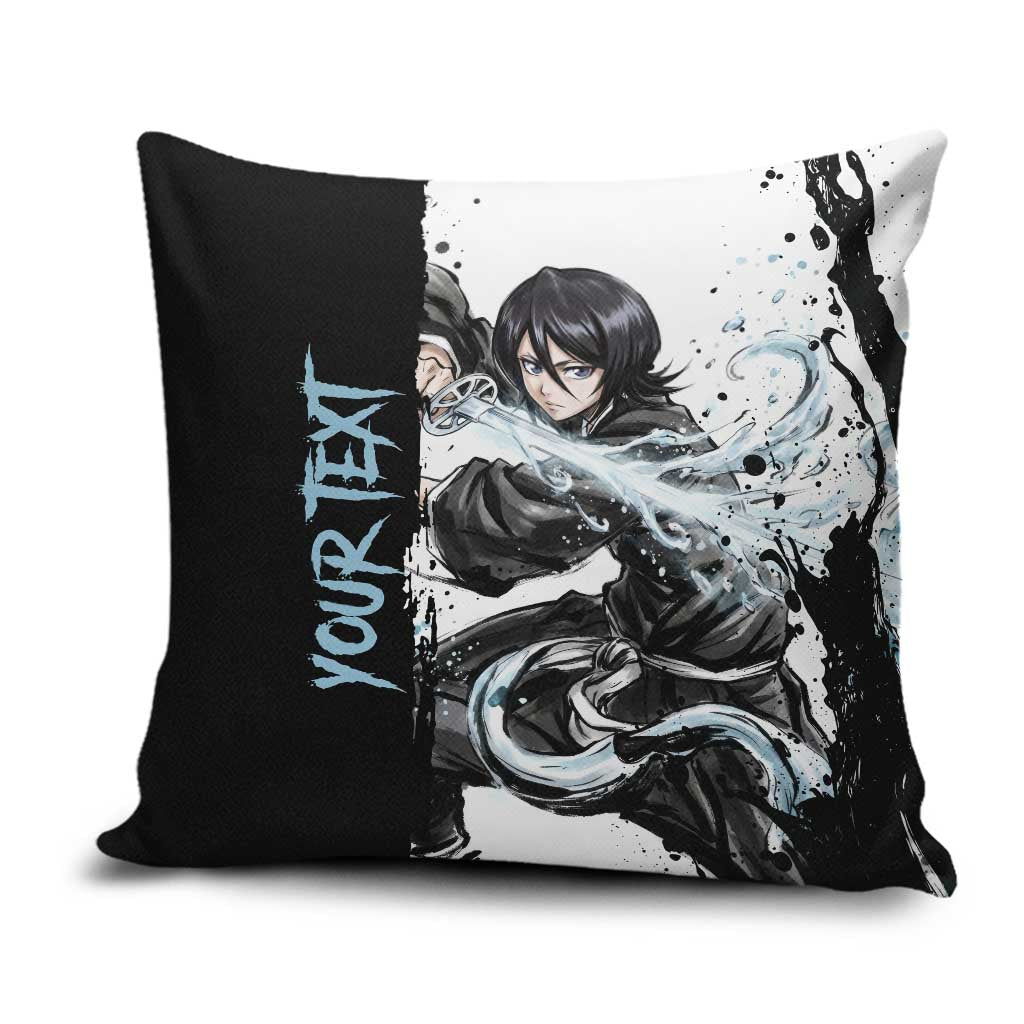 Personalized Rukia Kuchiki Pillow Cover Ink Splash Anime Brush Style
