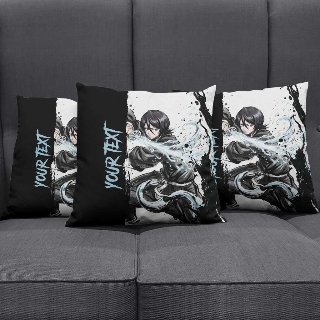 Personalized Rukia Kuchiki Pillow Cover Ink Splash Anime Brush Style