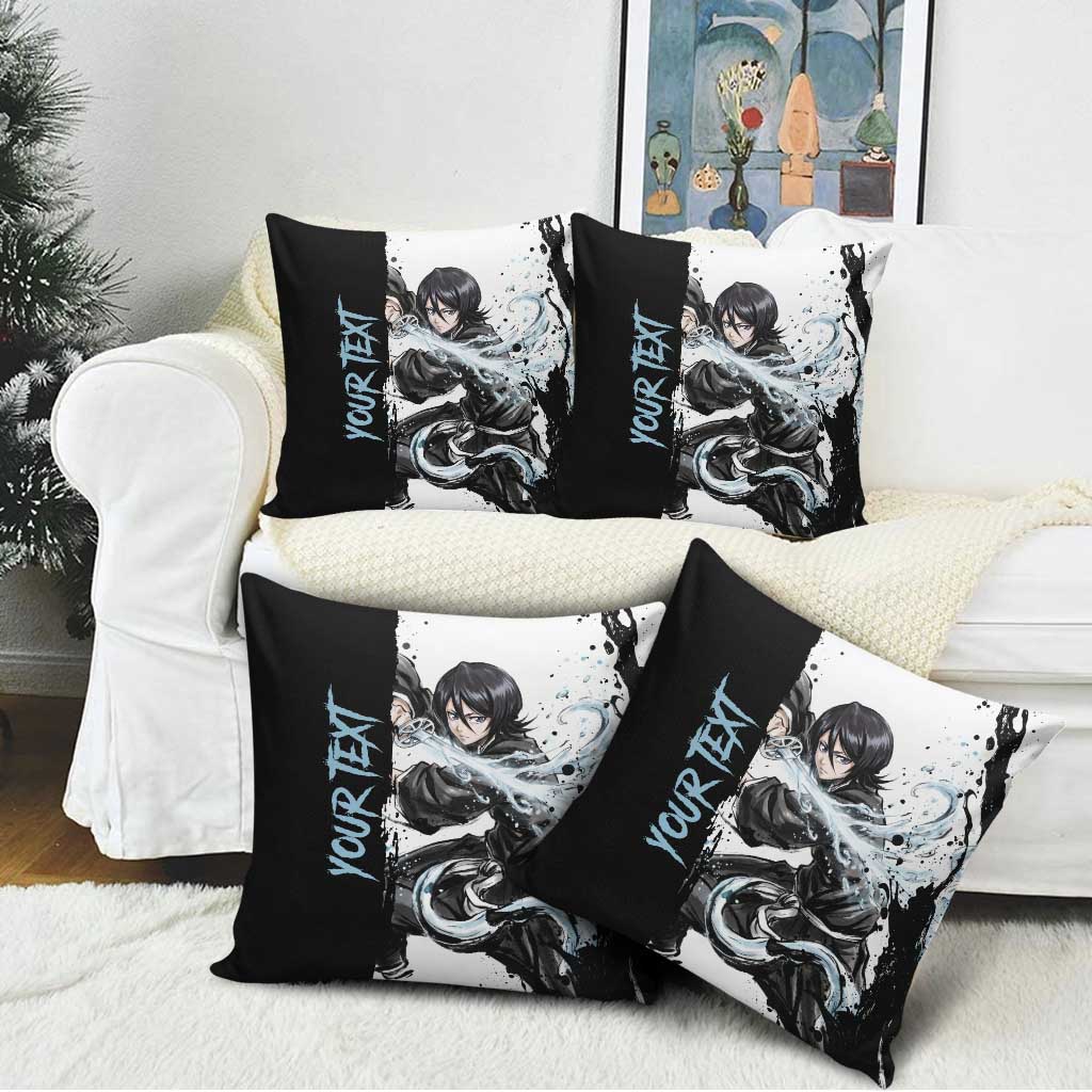 Personalized Rukia Kuchiki Pillow Cover Ink Splash Anime Brush Style