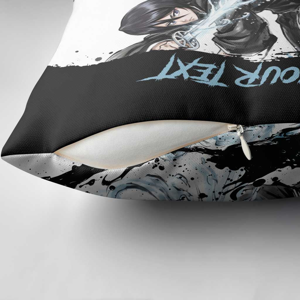 Personalized Rukia Kuchiki Pillow Cover Ink Splash Anime Brush Style