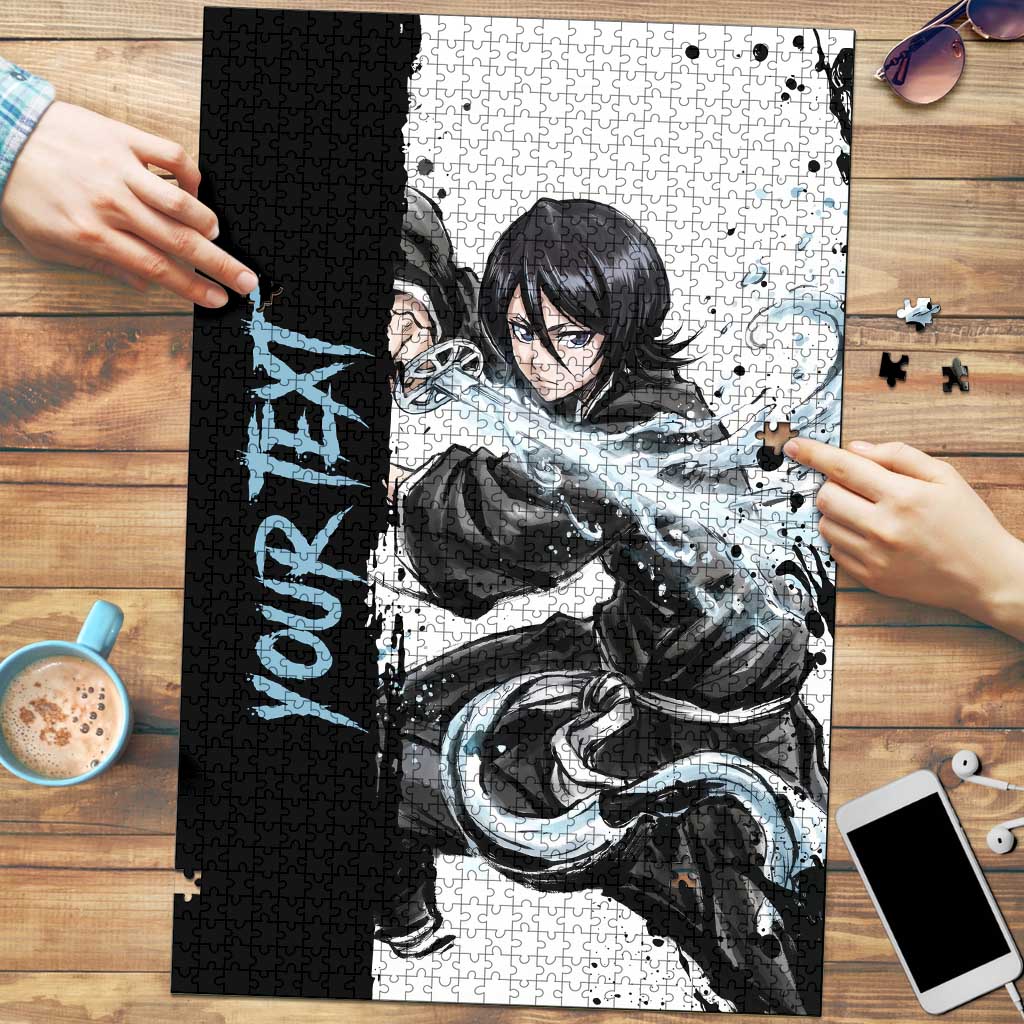 Personalized Rukia Kuchiki Puzzle Ink Splash Anime Brush Style